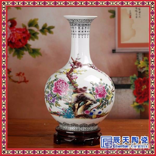 现代落地大花瓶 酒店门口大花瓶 粉彩大花瓶